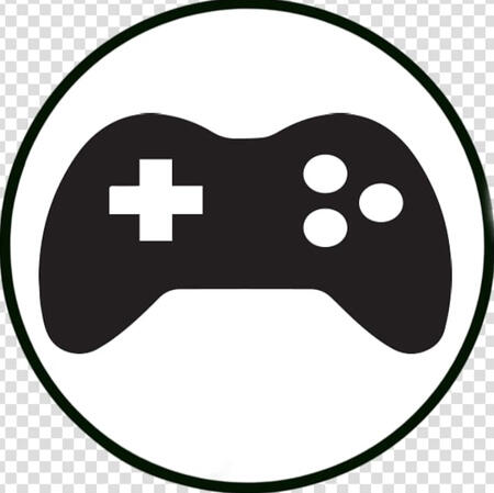 A black-and-white clipart of a gaming controller.